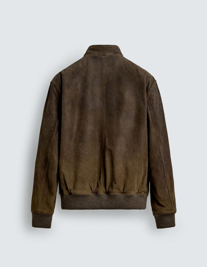 Cazadora de piel de ante marrón de Zara colección Origins 2026.