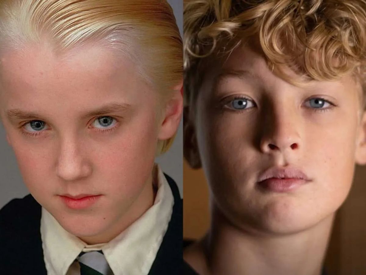 Comparación entre Tom Felton, Draco Malfoy en las películas de Harry Potter y Lox Pratt, el nuevo Draco en la serie.
