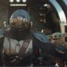Mando y Grogu a bordo de una nave espacial en una escena del tráiler de The Mandalorian and Grogu.