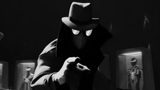 Imagen en blanco y negro de Spider-Noir con gabardina y sombrero en la nueva serie de Amazon Prime Vídeo.
