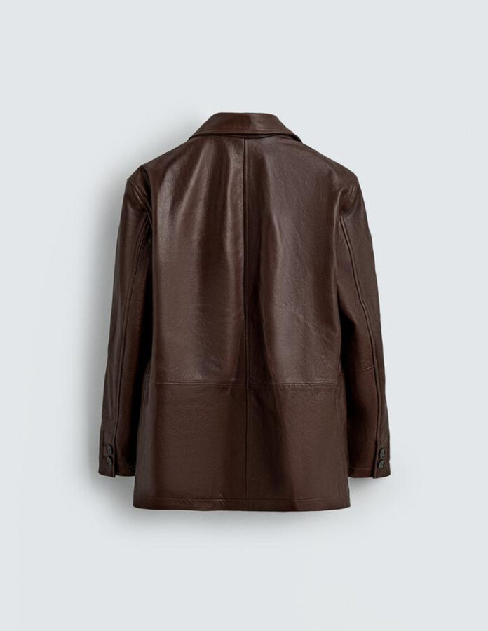 Blazer de piel color coñac para hombre de Zara