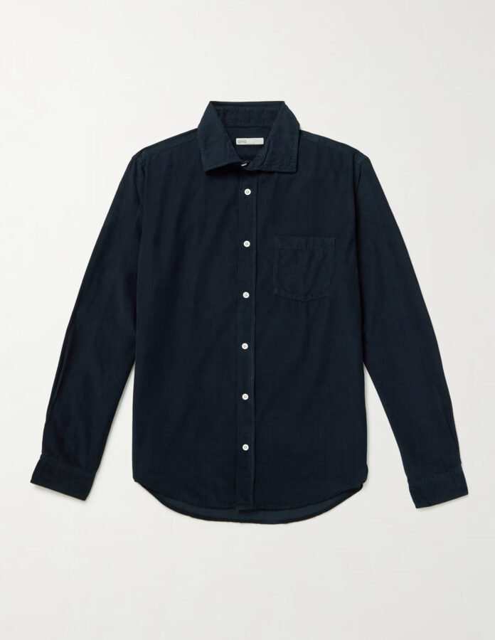 Camisa azul marino de pana para hombre ONIA