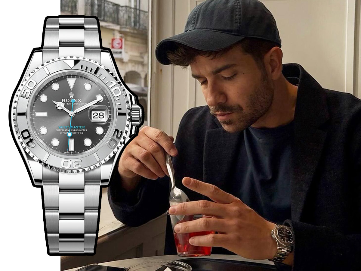 Pablo Alborán con un café y un Rolex en la muñeca en una foto en Lisboa