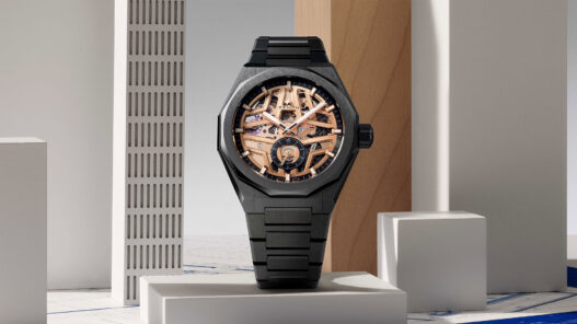 Reloj Zenith DEFY Skyline Skeleton en cerámica negra con esfera esqueletizada dorada y brazalete integrado