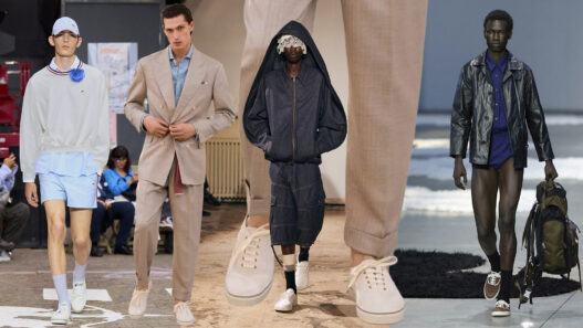 Collage modelos desfilando con zapatillas suela vulcanizada