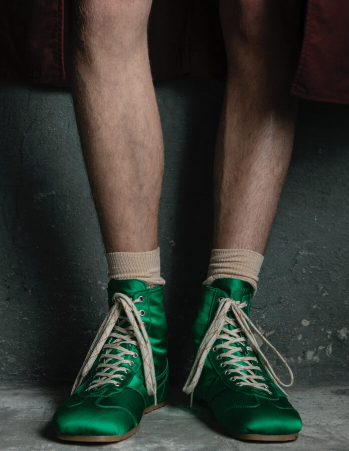 Zapatillas botines verdes brillantes Dries van Noten