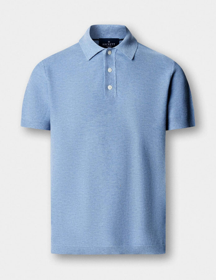 Polo de hombre de punto manga corta azul claro de Hackett