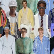 10 tendencias en moda masculina para esta primavera/verano 2026: ¿Qué ropa se lleva? Collage con modelos masculinos desfilando con ropa temporada primavera/verano 2026