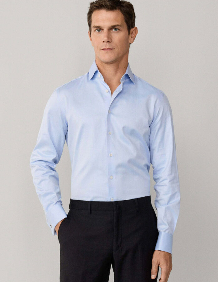 camisa azul de traje de Hackett