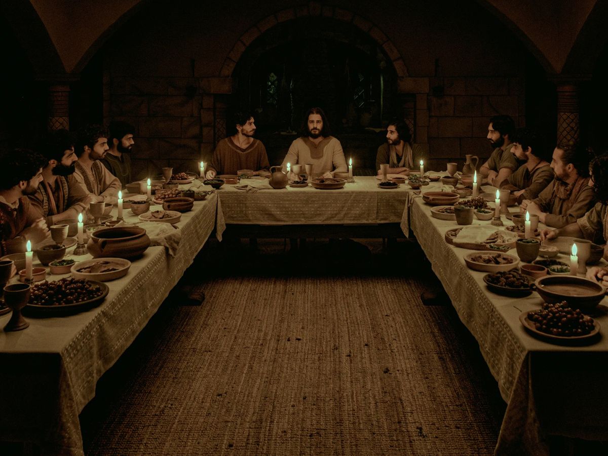 Representación de La última cena de Jesús como parte de la quinta temporada de The Chosen.