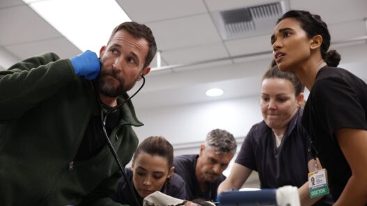 Noah Wyle, protagonista de The Pitt y Supriya Ganesh en una escena de una operación en la segunda temporada en HBO Max.