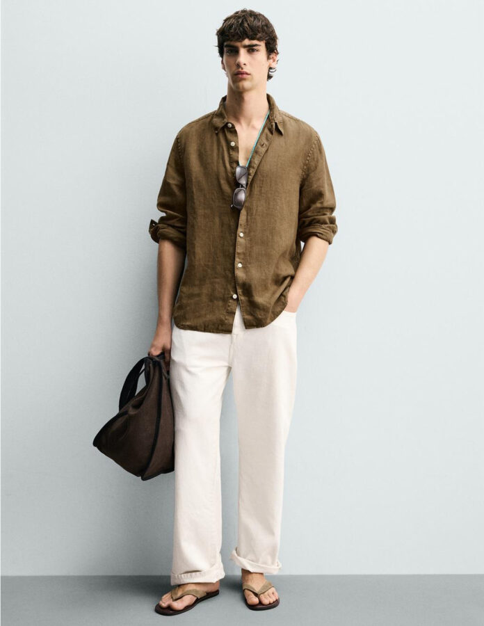 Camisa regular fit 100% lino toffe de Zara hombre