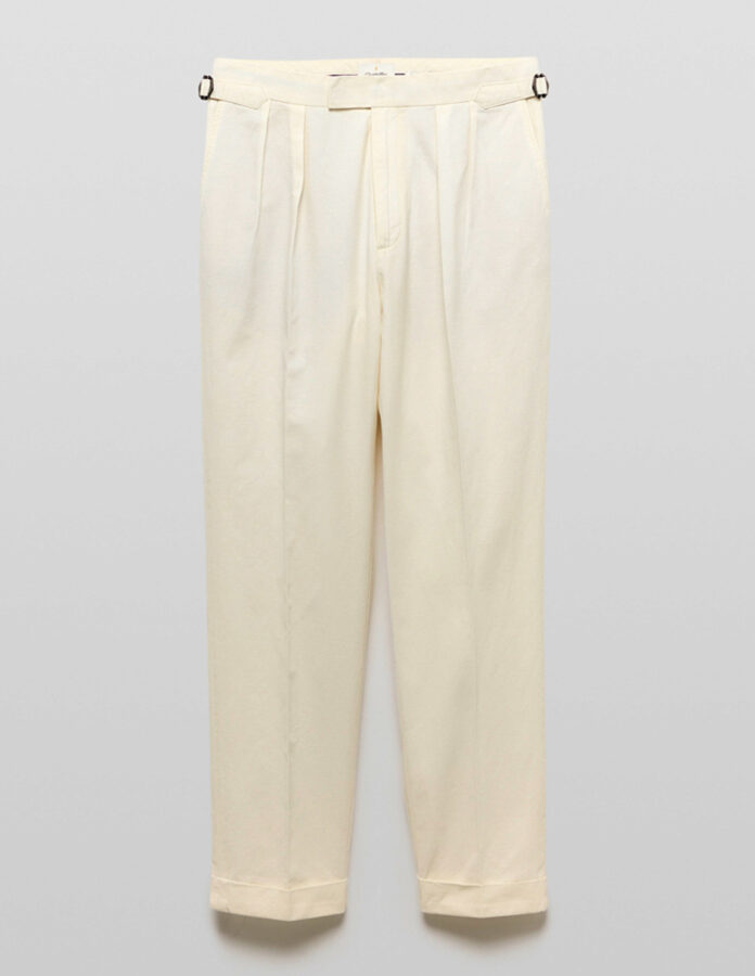 pantalón blanco con pinzas de Emidio Tucci