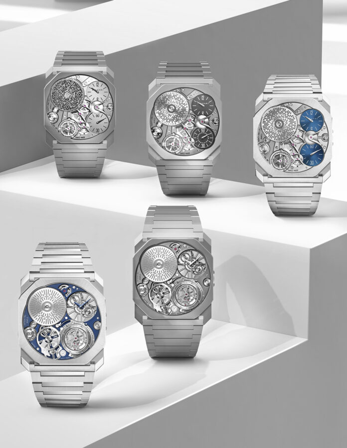 Colección Bvlgari Octo Finissimo Ultra con diferentes configuraciones de esfera y acabados