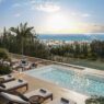 Render de la terraza con piscina infinita de Armani Residences Marbella y vistas panorámicas al Mediterráneo