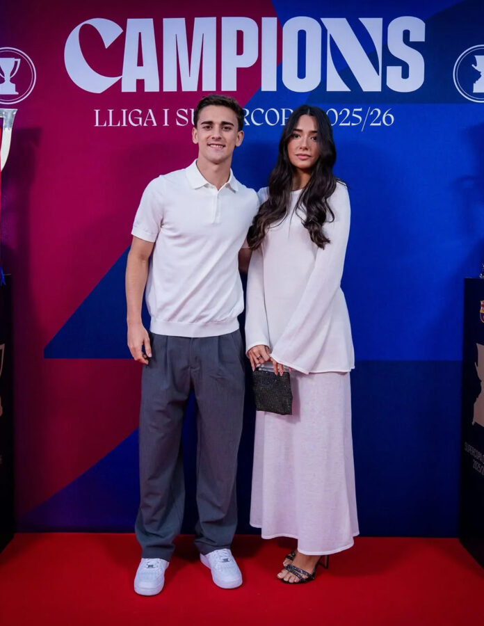 Gavi y Ana Pelayo, en la cena de celebración del Barcelona