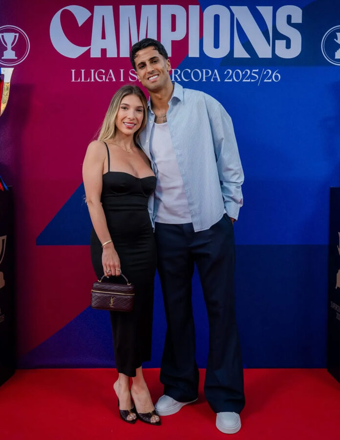 Joao Cancelo y Daniela Machado en la cena de celebración del Barcelona
