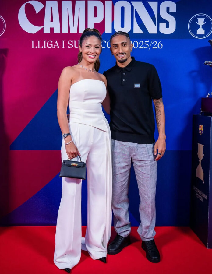 Rapinha y Natalia Rodrigues, en la cena de celebración del Barcelona
