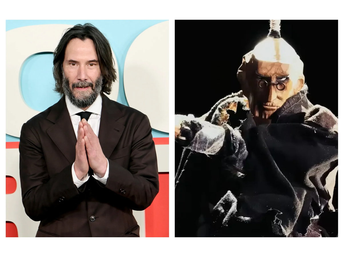 Keanu Reeves junto al personaje protagonista de Hidari, la película japonesa de samuráis en stop-motion de Masashi Kawamura
