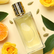 10 perfumes cítricos para hombre que marcarán el verano 2026 y que ya huelen a éxito Perfumes cítricos hombre 2026 frasco de perfume entre ojas y frutas de naranja
