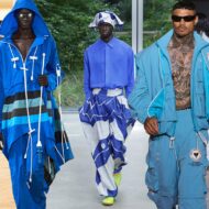 Adiós al azul marino: el azul saturado es el color de moda para hombre esta primavera 2026 (y estos 5 diseñadores así lo demuestran) Collage modelos vestidos con total looks azules temporada primavera 2026