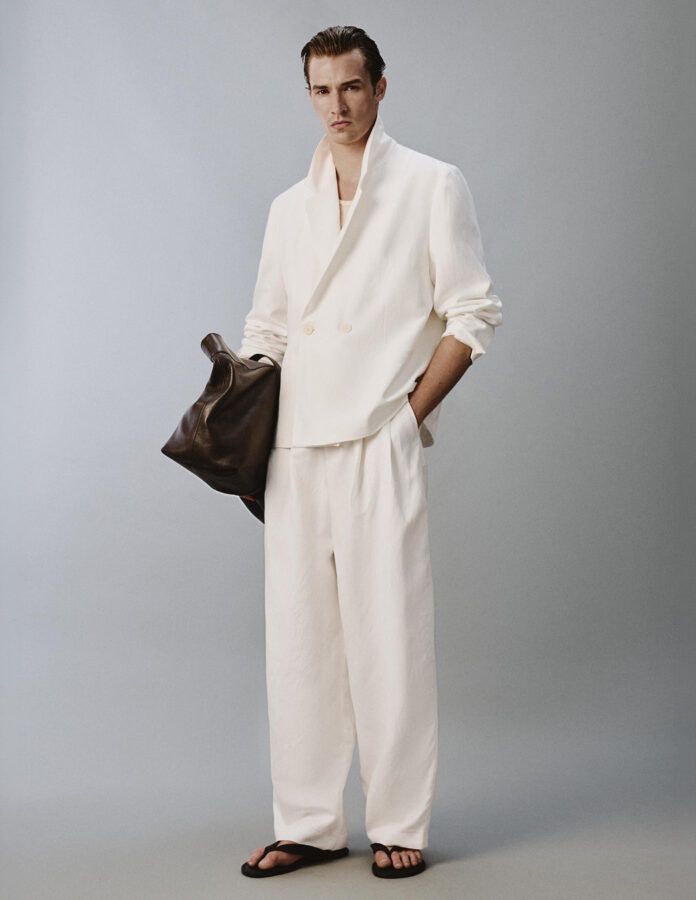 traje lino color blanco Zara