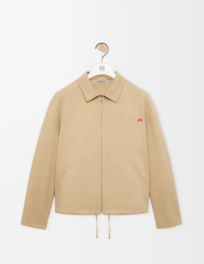 chaqueta en sarga de algodón beige de Loewe