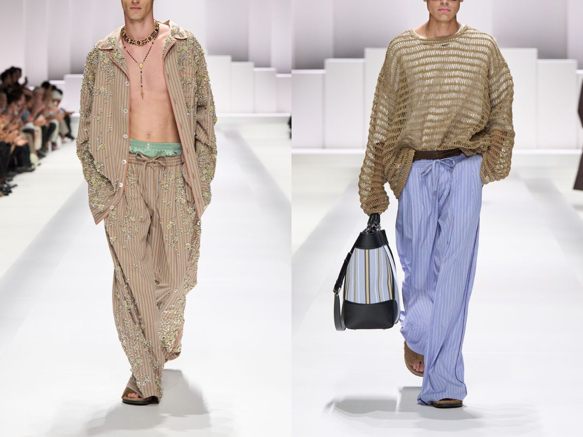 modelos con pantalones pijameros desfile Dolce & Gabbana
