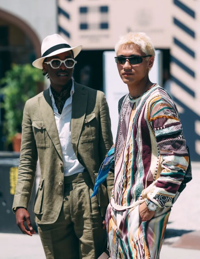 dos hombre en Pitti Uomo Florencia junio 2026