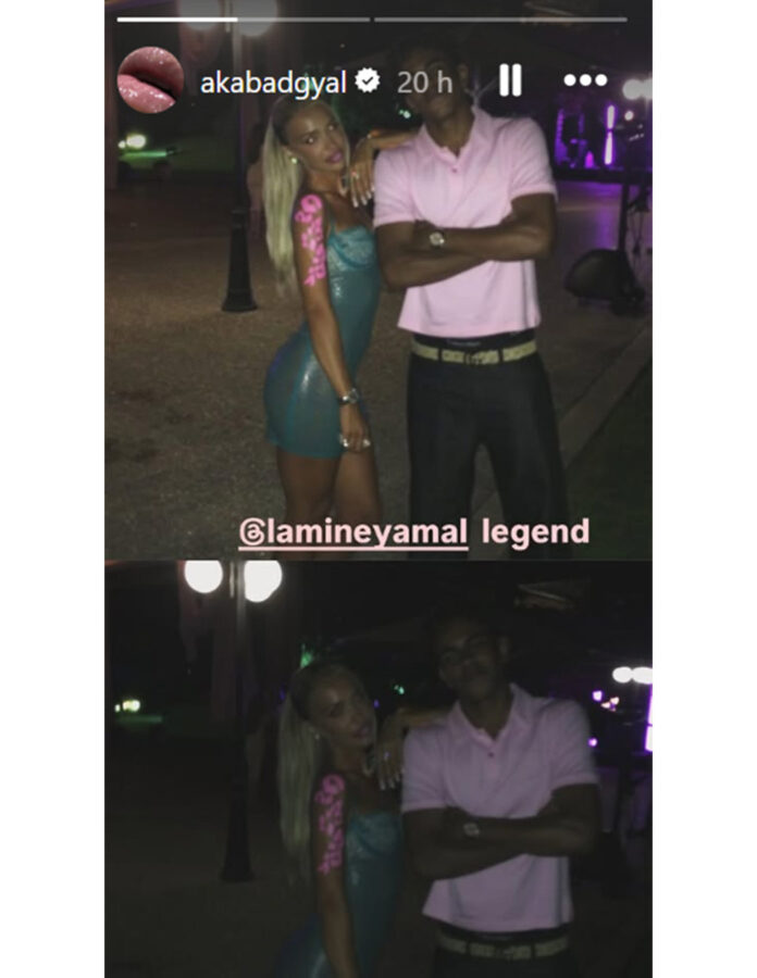 Bad Gyal y Lamine Yamal en la fiesta de cumpleaños del futbolista, celebrada en Barcelona