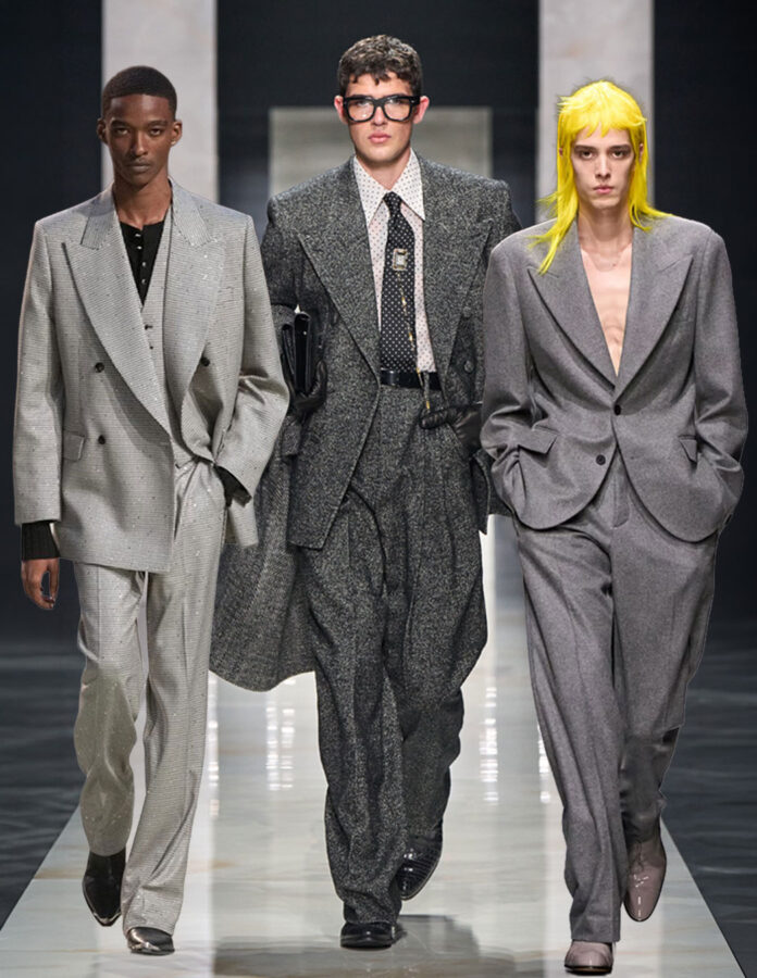 modelos Amiri, Dolce & Gabbana y Dior traje gris otoño 2026