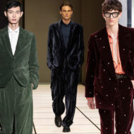 Los diseñadores coinciden: los trajes de hombre se llevarán de terciopelo este otoño 2026 y estas 5 firmas así lo confirman modelos con trajes de terciopelo en desfiles temporada otoño 2026