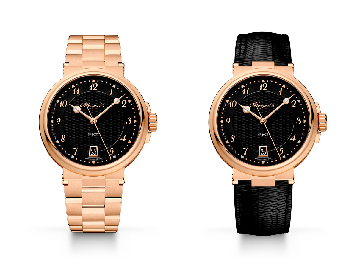 relojes Breguet Marine modelo 5517 de oro con correa de oro y de caucho