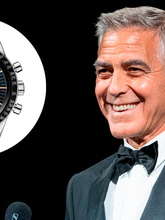 George Clooney con esmoquin en el Festival de Venecia 2026 junto al reloj OMEGA Speedmaster First OMEGA in Space