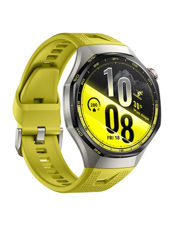 HUAWEI WATCH GT 7 Pro en color Yellow con bisel de cerámica, caja de titanio y correa de fluoroelastómero