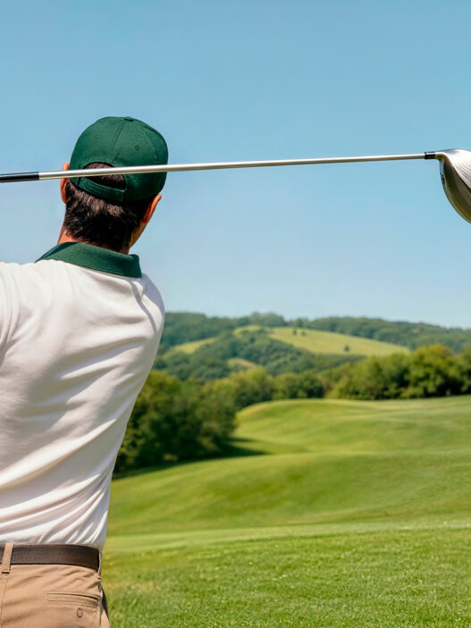 Golfista terminando el swing con el HUAWEI WATCH GT 7 en la muñeca