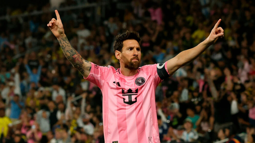 Lionel Messi, celebra el primer gol de su equipo durante el partido de la MLS entre el Columbus Crew y el Inter Miami CF, ScottsMiracle-Gro Field 27 de septiembre de 2026 en Columbus