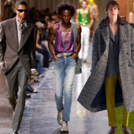 Los pantalones slim para hombre regresan este otoño 2026 y estos 6 diseñadores te enseñan cómo vestirlos modelos vistiendo pantalones pitillo desfile otoño 2026 hombre