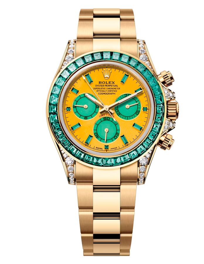 Rolex Autumn Daytona oro amarillo esfera mookaita contadores crisoprasa