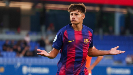 Foto de Brian Fariñas con el FC Barcelona