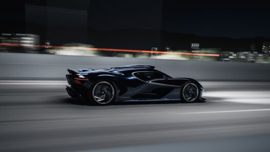 Foto en movimiento del Bugatti Destrier en carretera