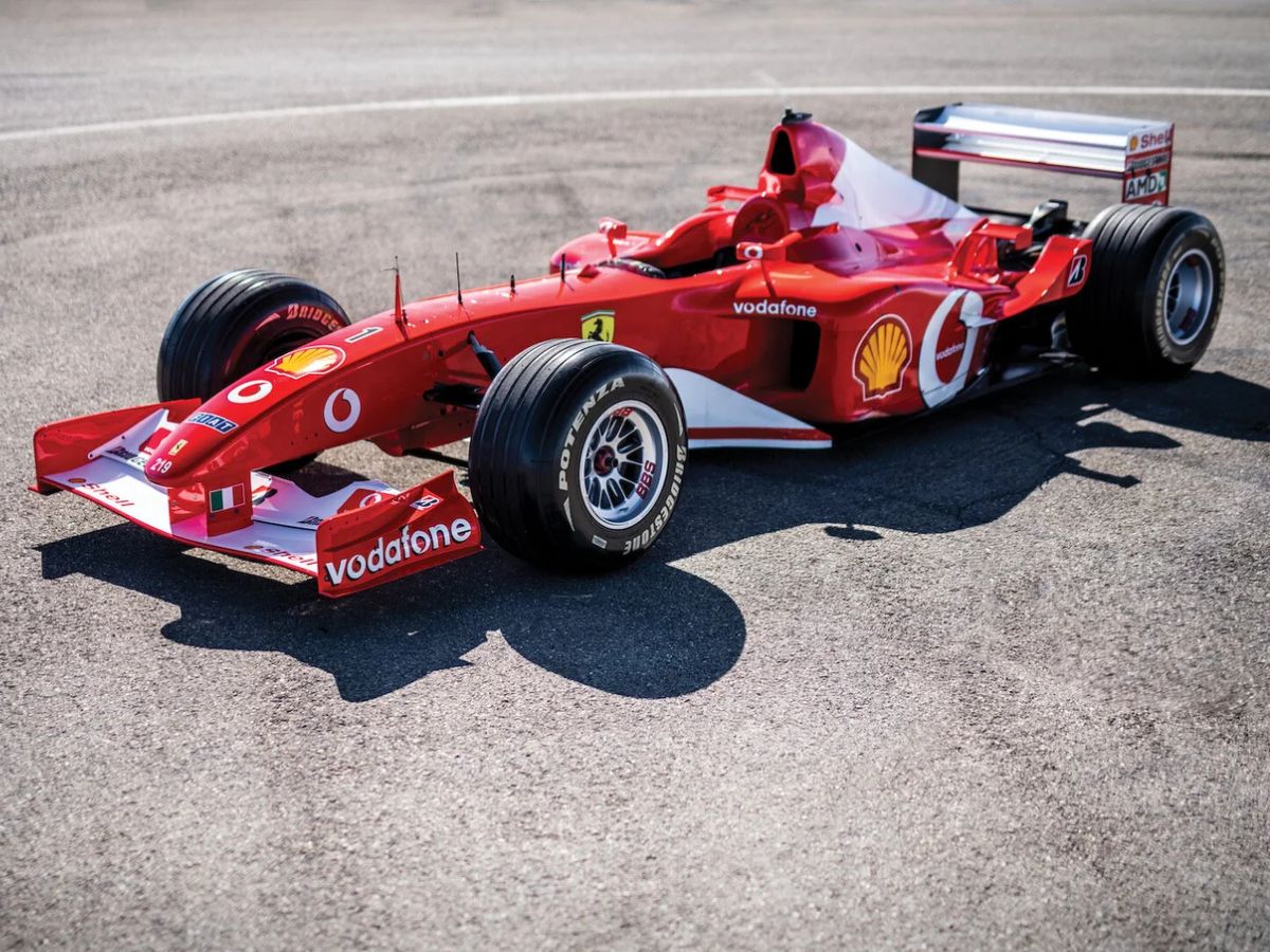 Fotografía del Ferrari F2002 con el dorsal '1'
