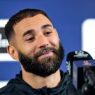 Karim Benzema con los medios en la Supercopa saudí