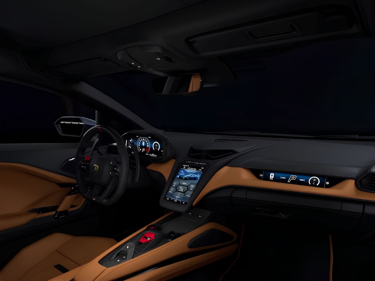 Imagen interior del Lambroghini Temerario con varias pantallas