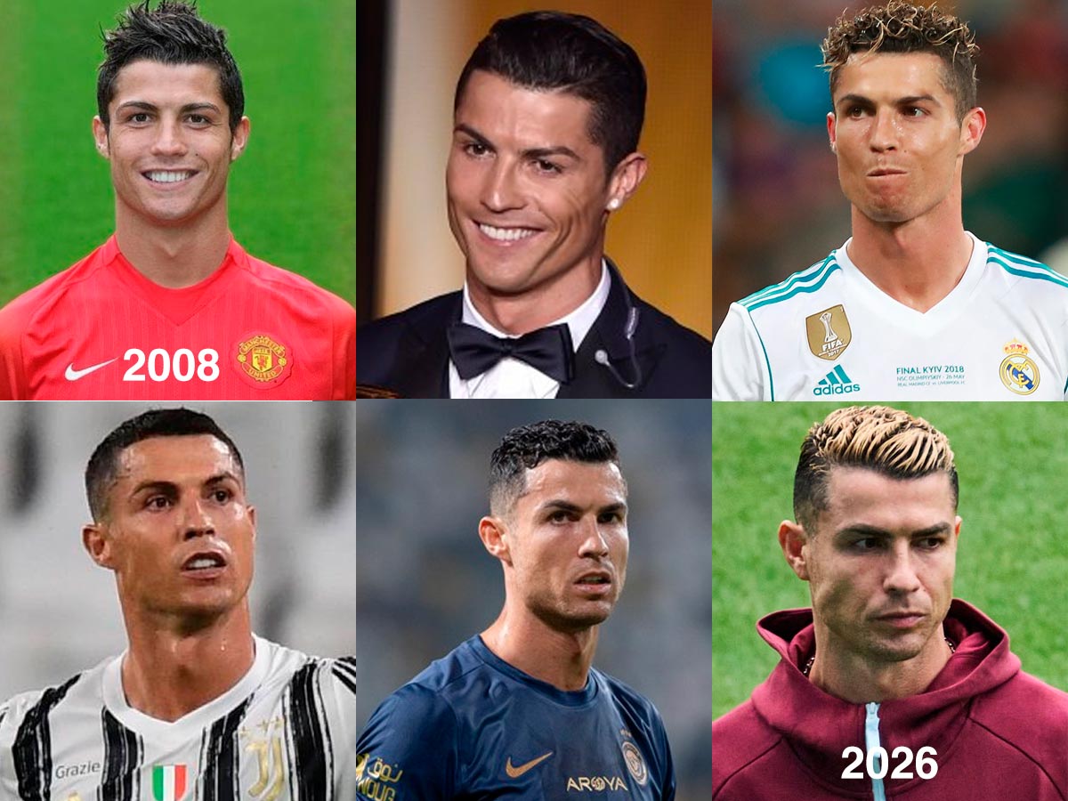 Cristiano Ronaldo evolución Cortes de pelo de 2008 a 2026
