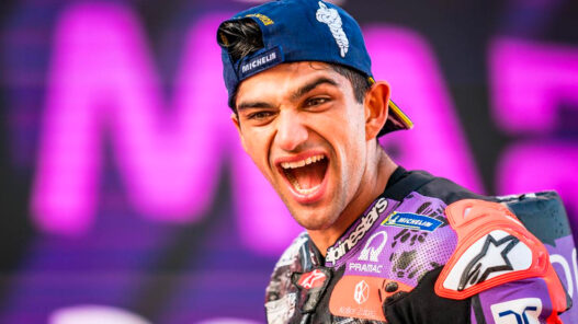 Jorge Martín, piloto MotoGP, con la boca abierta