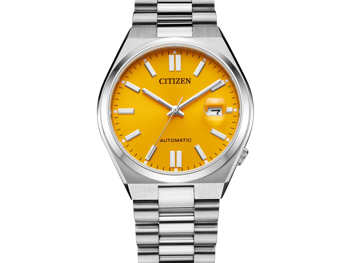 Citizen Tsuyosa NJ0150-81Z automático de 40 mm con brazalete integrado de acero y esfera mostaza