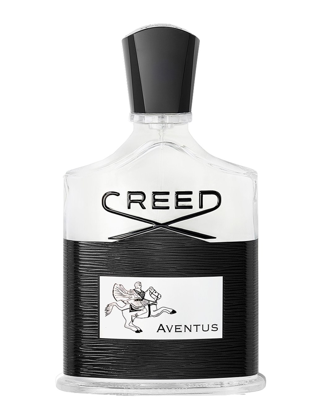 Frasco blanco y negro con el jinete de Creed Aventus Eau de Parfum