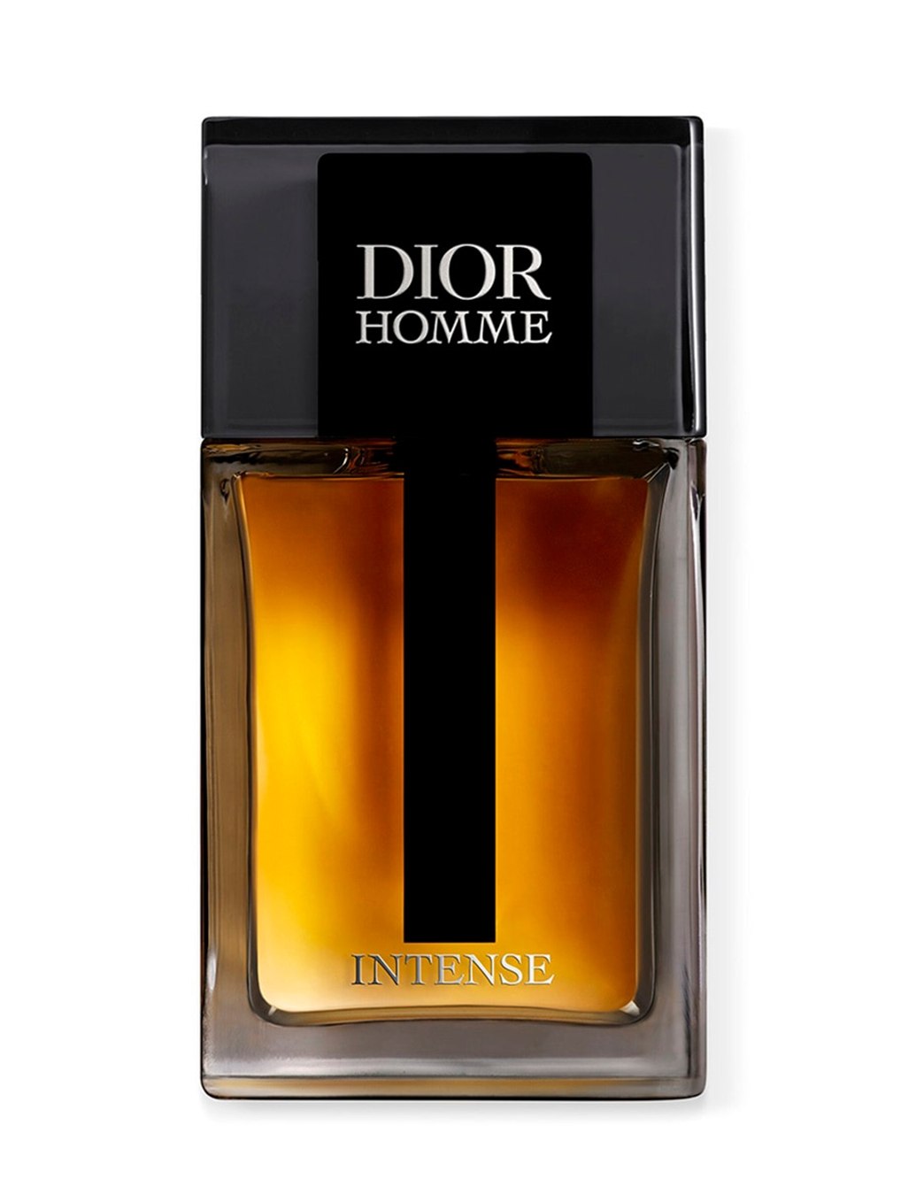 Frasco ámbar oscuro con franja negra de Dior Homme Intense Eau de Parfum
