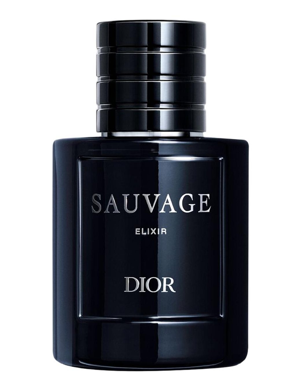 Frasco azul noche de Dior Sauvage Elixir con tapón negro